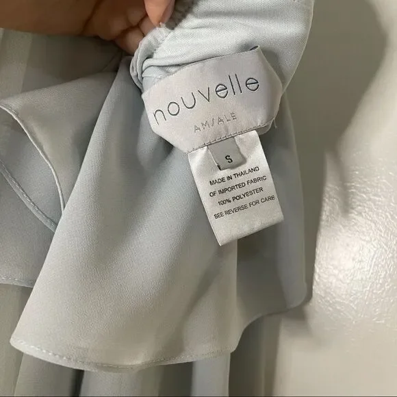 Nouvelle Amsale Cait Dress Formal Chiffon Blue - Picture 7 of 9